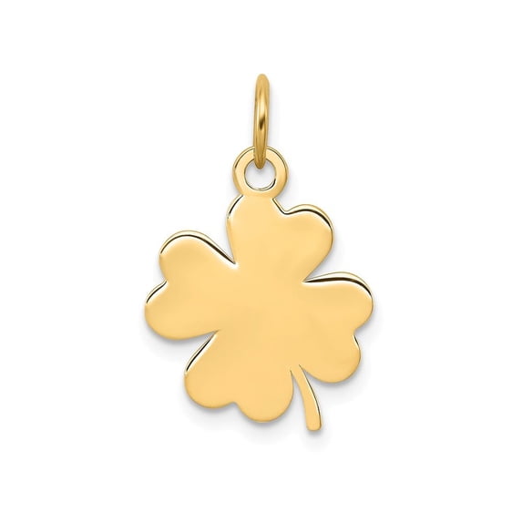 FJC Finejewelers Solid 14k Yellow Gold Plain .018 Gauge Engravable Clover Disc Charm 13 x 21mm