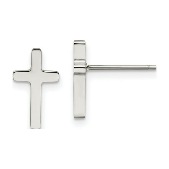 FJC Finejewelers Stainless Steel Button Polished Cross Post Earrings 11 x 6 mm