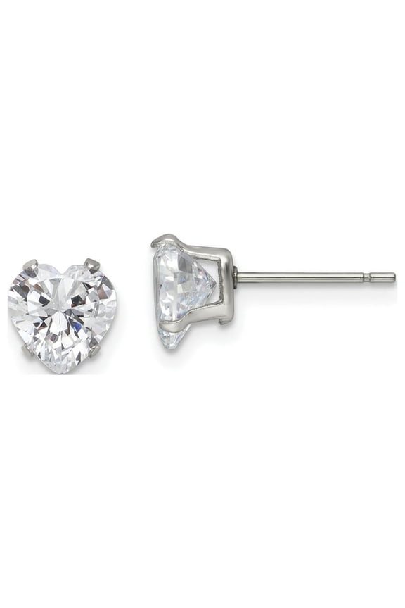 FJC Finejewelers Stainless Steel Polished Heart CZ Stud Post Earrings 7 x 7 mm