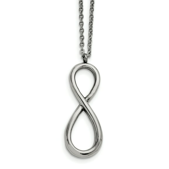 Infinity Chisel Stainless Steel Polished  Symbol on an 18 inch Cable Chain Necklace