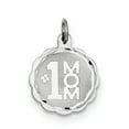 thumbnail image 1 of 925 Sterling Silver Solid Faceted Number 1 Mom Disc Charm 18x16mm Wide Pendant Necklace for Women, 1 of 4