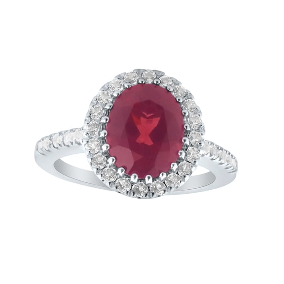 FJC Finejewelers Sterling Silver 3.40 cttw 8x10mm Oval Garnet and White Topaz accent stones Halo Ring