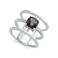 thumbnail image 1 of FJC Finejewelers Sterling Silver 3 Triple Band Ring with 7mm Mystic Topaz Cushion-Cut, 1 of 7
