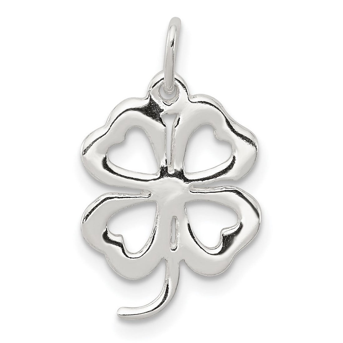 925 Sterling Silver Solid Polished 4 Leaf Clover Charm Pendant Necklace ...