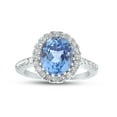 thumbnail image 1 of FJC Finejewelers Sterling Silver 8x10mm Oval Simulated Aquamarine and White Topaz accent stones Halo Ring, 1 of 1