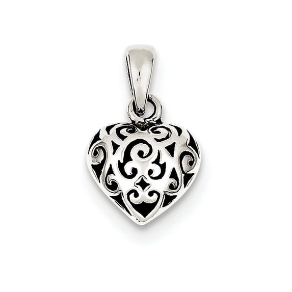 FJC Finejewelers Sterling Silver Antique Puff Heart Pendant Necklace - Chain Included
