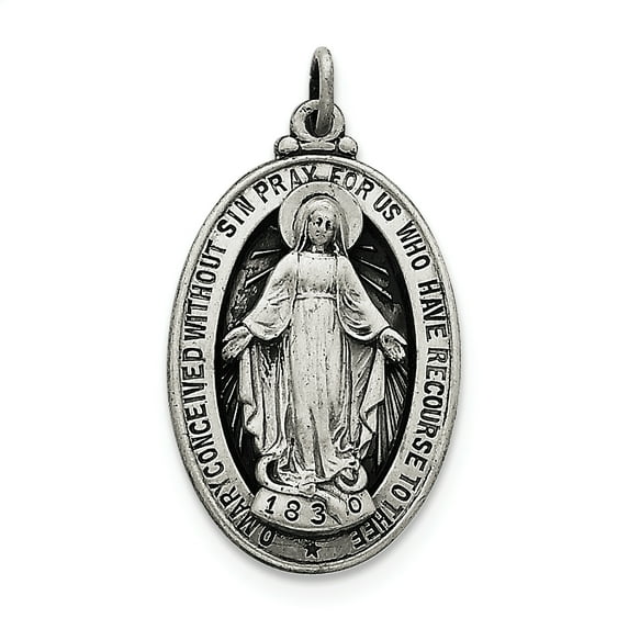 FJC Finejewelers Sterling Silver Antiqued Miraculous Medal Pendant Necklace - Chain Included