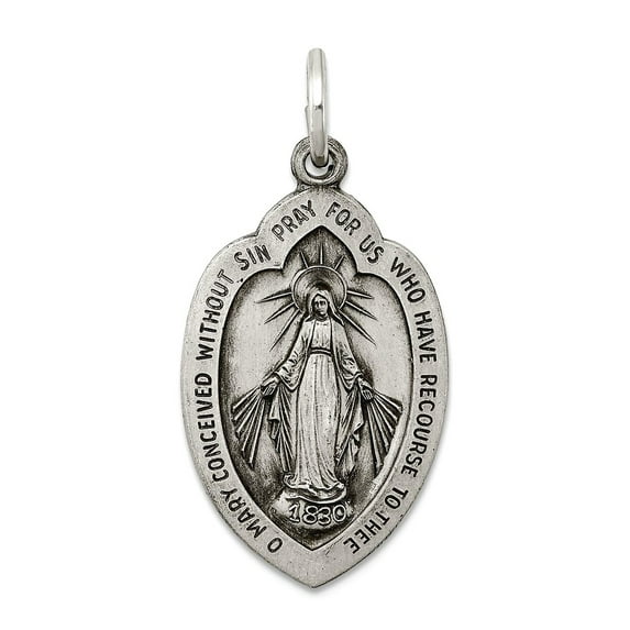 FJC Finejewelers Sterling Silver Antiqued Miraculous Medal Pendant Necklace - Chain Included