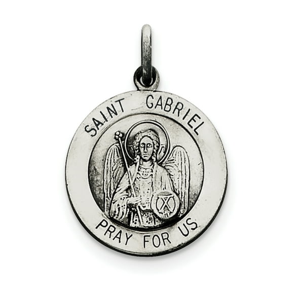 FJC Finejewelers Sterling Silver Antiqued Saint Gabriel Medal Pendant Necklace - Chain Included