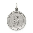 thumbnail image 1 of 925 Sterling Silver Solid Oxidized Antiqued Saint John the Baptist Pendant Necklace 25x20mm Wide Pendant for Women, 1 of 4