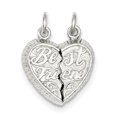 thumbnail image 1 of Sterling Silver Best Friend 2-Piece Break Apart Heart Charm, 1 of 4