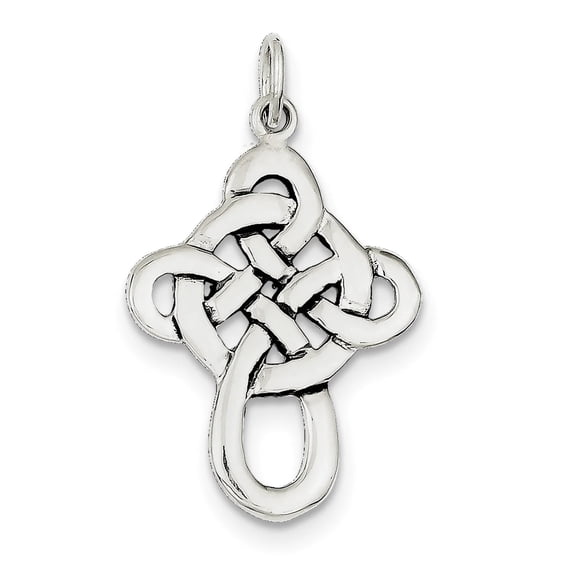 925 Sterling Silver Solid Polished Oxidized Irish Claddagh Celtic Trinity Knot Religious Faith Cross Pendant Necklace 38