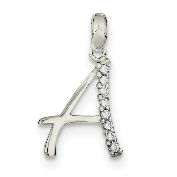 FJC Finejewelers Sterling Silver Cubic Zirconia Initial A Pendant Necklace - Chain Included