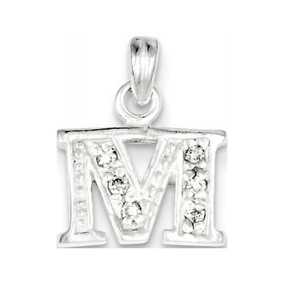 Sterling Silver CZ Letter M Initial Pendant QC6717M