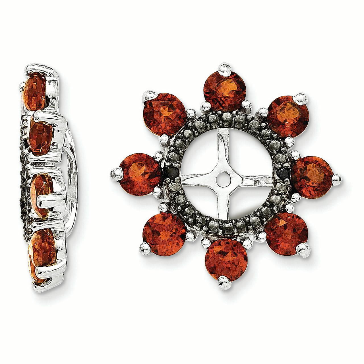 FJC Finejewelers Sterling Silver Garnet and Black Sapphire Earring ...