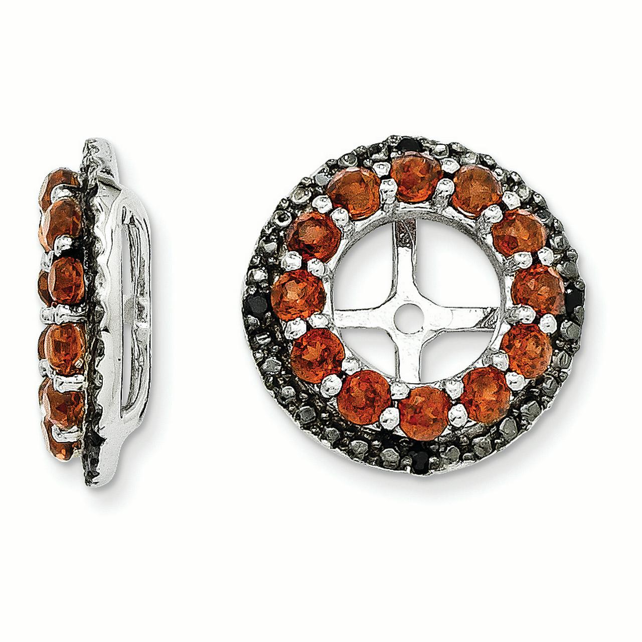 FJC Finejewelers Sterling Silver Garnet and Black Sapphire Earring ...
