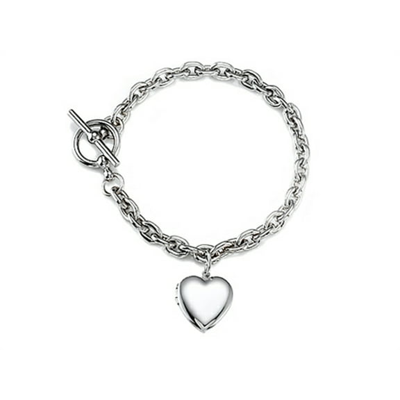 FJC Finejewelers Sterling Silver Heart Charm Locket Toggle Bracelet
