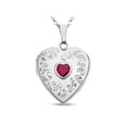 thumbnail image 1 of FJC Finejewelers Sterling Silver Heart Locket Pendant Necklace with Created Ruby July Birthstone, 1 of 6