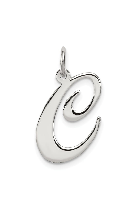 925 Sterling Silver Solid Polished Large Fancy Script Letter Name Personalized Monogram Initial C Charm 21x17mm Wide Pen