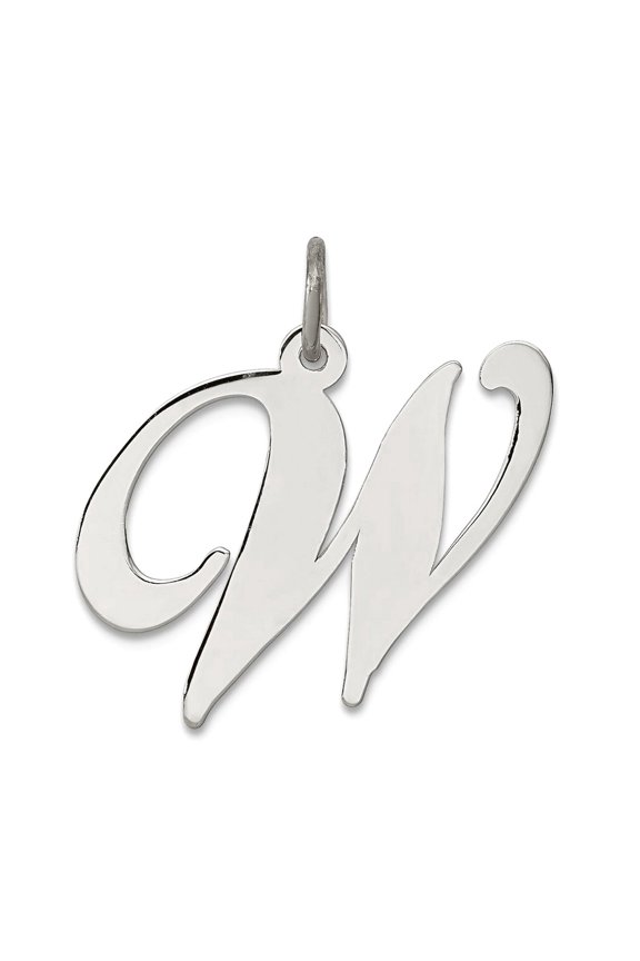 925 Sterling Silver Solid Polished Large Fancy Script Letter Name Personalized Monogram Initial W Charm 21x17mm Wide Pen