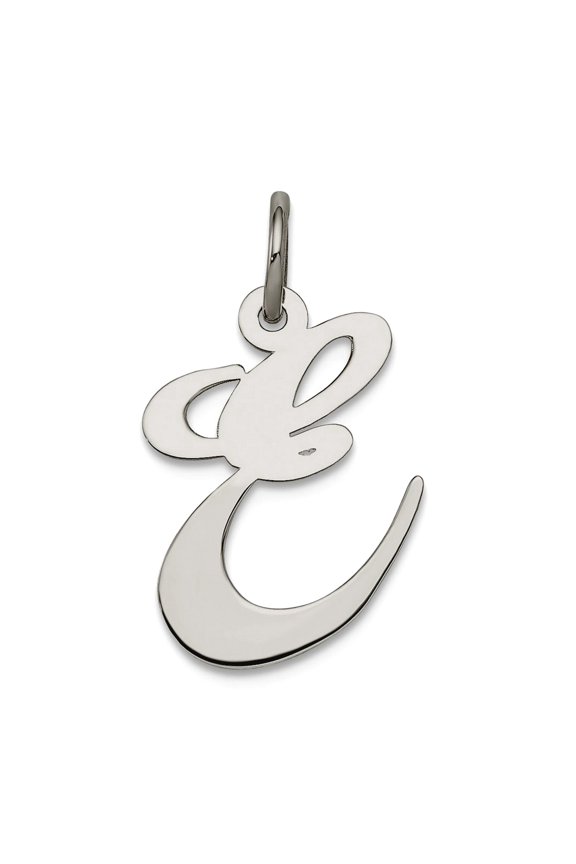 925 Sterling Silver Solid Polished Medium Fancy Script Letter Name Personalized Monogram Initial E Charm 18x13mm Wide Pe