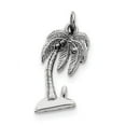 thumbnail image 1 of 925 Sterling Silver Solid Polished Satin Back Palm Tree Charm 25x13mm Wide Pendant Necklace for Women, 1 of 4