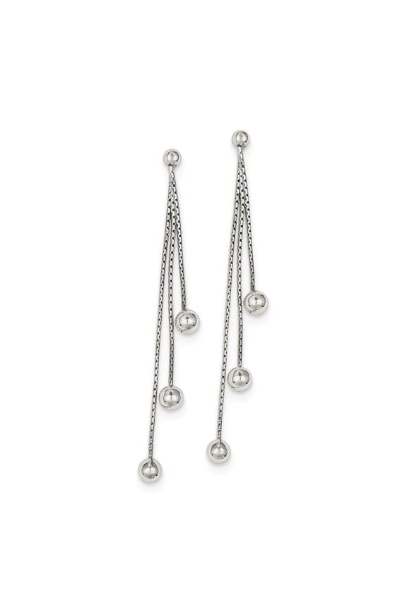 925 Sterling Silver Polished Bead Post Long Drop Dangle Earrings 57x4mm Wide Dangle Earring for Women