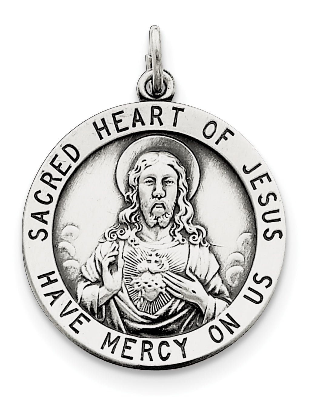 Sterling Silver Sacred Heart of Jesus Medal Charm, Pendants and Charms ...
