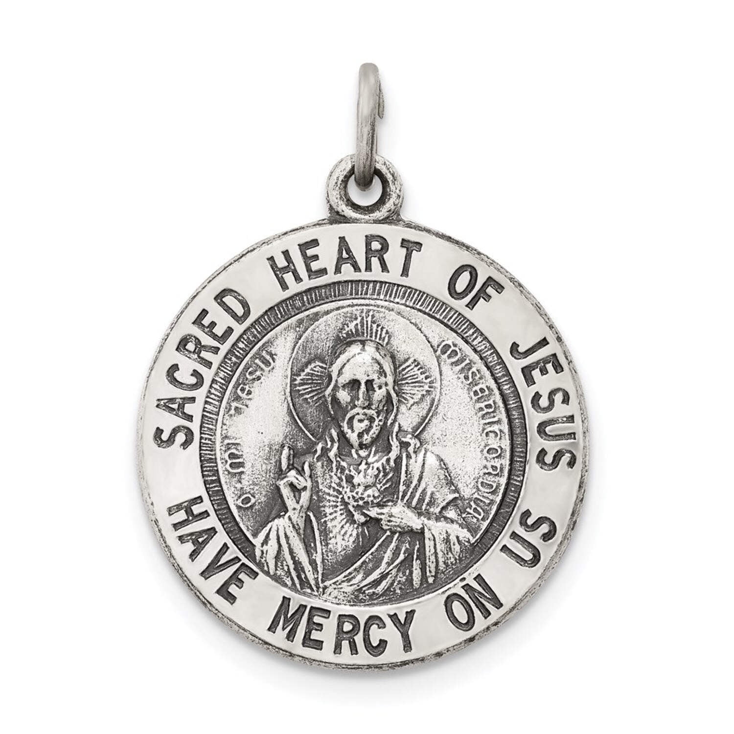 FJC Finejewelers Sterling Silver Sacred Heart Of Jesus Medal Pendant ...