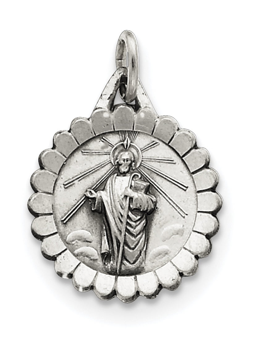 925 Sterling Silver Solid Satin Oxidized Saint Jude Thaddeus Medal ...