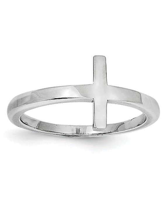 FJC Finejewelers Sterling Silver Sideways Cross Ring Size 8 Female Adult