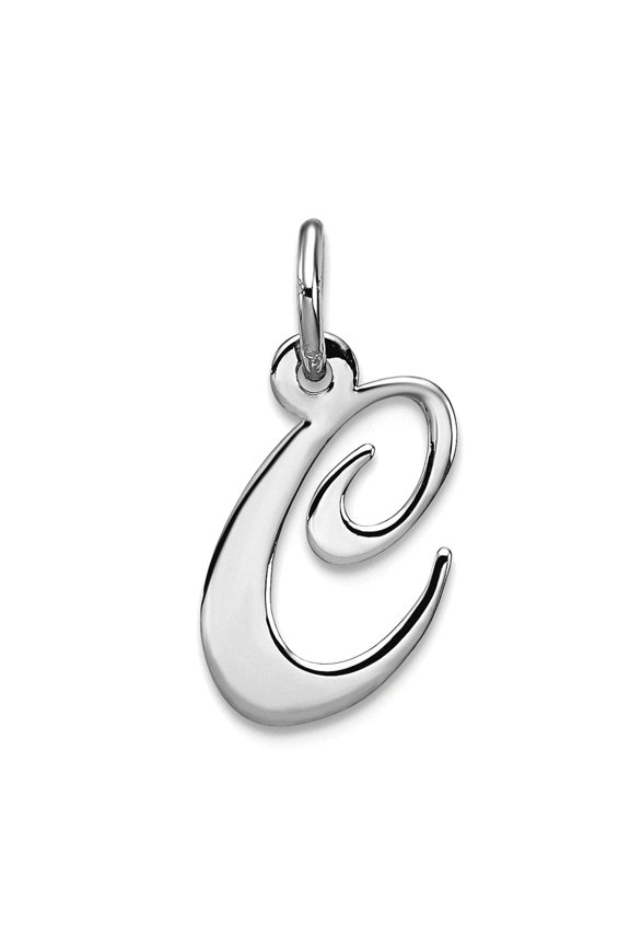 925 Sterling Silver Solid Polished Small Fancy Script Letter Name Personalized Monogram Initial C Charm 16x10mm Wide Pen