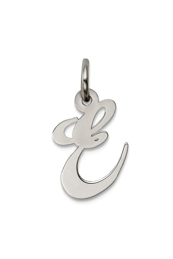 925 Sterling Silver Solid Polished Small Fancy Script Letter Name Personalized Monogram Initial E Charm 16x10mm Wide Pen