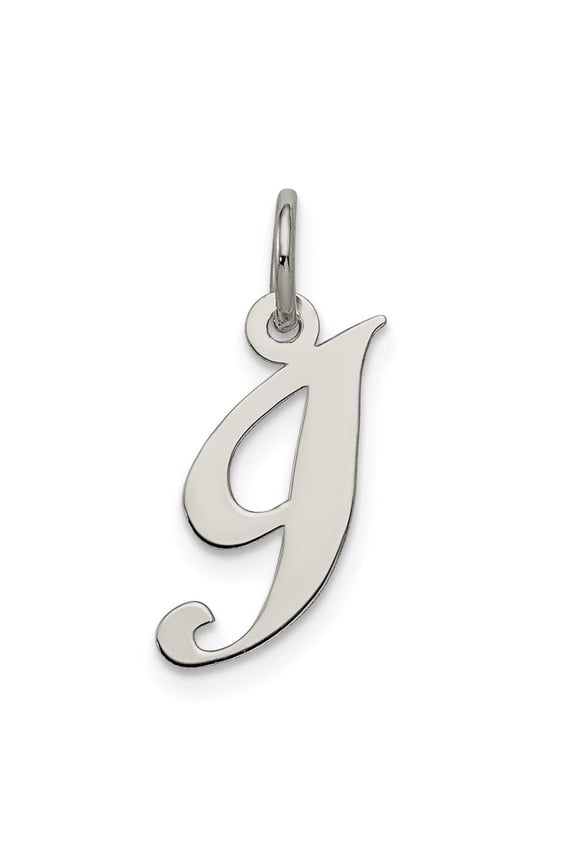 Silver Small Fancy Script Initial I Charm
