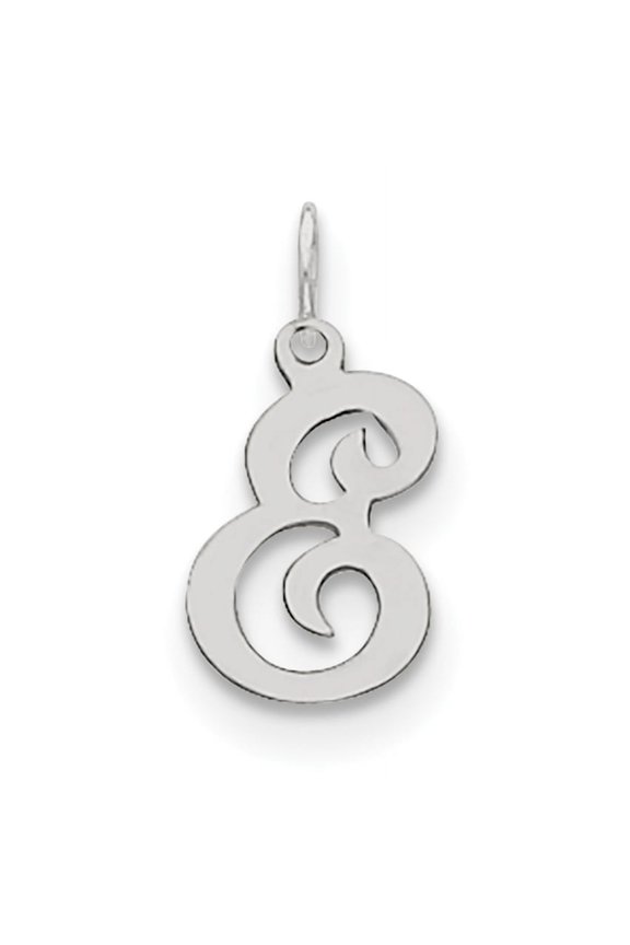925 Sterling Silver Solid Polished Stamped Letter Name Personalized Monogram Initial E Charm 20x12mm Wide Pendant Neckla