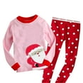 thumbnail image 1 of FJHNGBDH Christmas Matching Family Pajamas Kids Boy Toddler Girls Long Sleeve Cartoon Printed Xmas Jammies And Striped Pants Set 5-6 Years, 1 of 4
