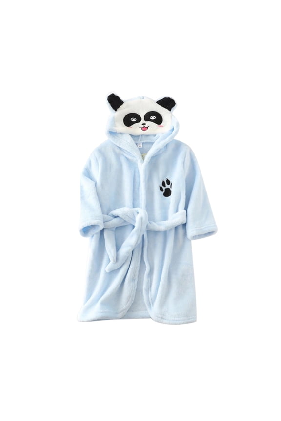 FJHNGBDH Girls Boys Toddler Bathrobes Cartoon Panda Print Long Sleeve Pajamas Flannel Kids Soft Kawaii Warm Robe Hooded Night-Robe 5-6 Years