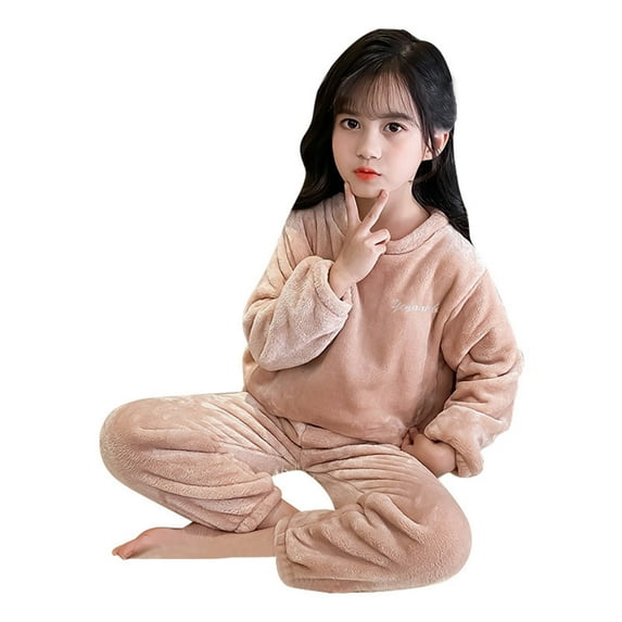 FJHNGBDH Kids Toddler Boys Girls Pajama Set Sweatshirt Top And Pants Winter Soft Fuzzy Homewear With Sweatpants Sleepwear Warm Pjs 2-3 Years