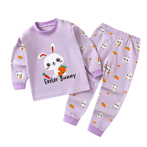 FJHNGBDH Sleepwear for Toddler Kids Baby Boys Girls Pajamas Long Sleeve Cartoon Dinosuar Rabbit Bear Print Pjs 2PCS Warm Cozy Soft Outfits Set 18-24 Months