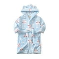 thumbnail image 1 of FJHNGBDH Toddler Kids Baby Boys Girls Bathrobes Long Sleeve Cartoon Animal Penguin Print Hooded Robe Suit Warm Flannel Night-Robe Sleepwear Cute Pajamas Suit 3-4 Years, 1 of 3