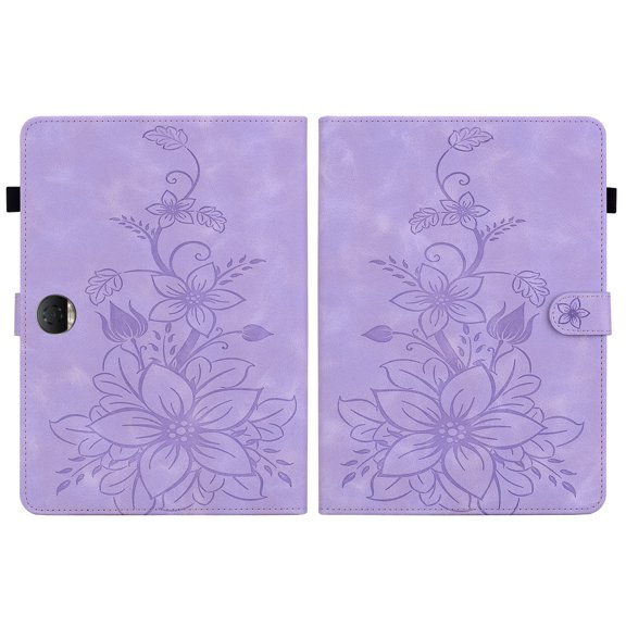 FJLBDE Case for Honor Pad 9/Honor Tablet 9 HEY2-W09 12.1 inch, Embossed Flower PU Leather Flip Wallet Folio Stand Cover, Purple