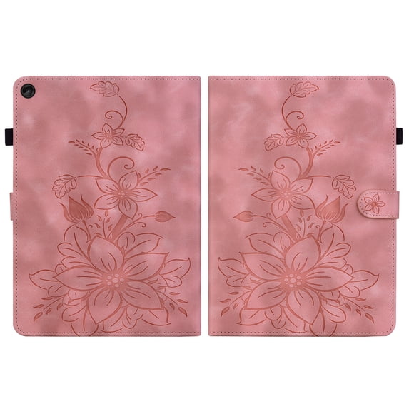 FJLBDE Case for Lenovo Tab M10 FHD Plus 10.3 Inch 2nd Gen 2020 X606F, Embossed Flower PU Leather Flip Wallet Folio Stand Cover, Pink