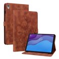 thumbnail image 1 of FJLBDE Case for Lenovo Tab M10 HD (2nd Gen) TB-X306F TB-X306X, Embossed Flower PU Leather Flip Wallet Folio Stand Cases Cover, Brown, 1 of 7