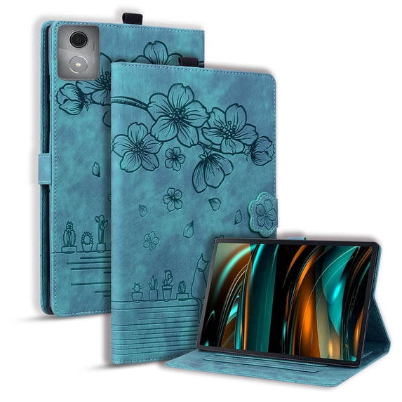 Case for Lenovo Tab M11 Plus/K11 Plus 11.5 inch 2024 with Stand, Card Slot, Embossed Flower PU Leather Folio Magnetic Cover with Pen Holder, Green
