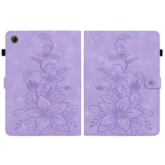 FJLBDE Case for Lenovo Tab One/Tab K9 2025 (TB-305FU) 8.7 inch, Embossed Flower PU Leather Flip Wallet Folio Stand Cover, Purple