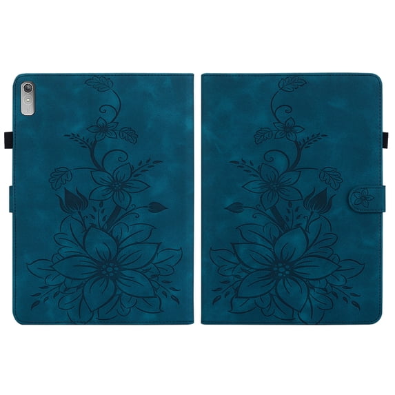 FJLBDE Case for Lenovo Tab P11 2nd Gen/Xiaoxin Pad Plus 2023 11.5 Inch, Embossed Flower PU Leather Flip Wallet Folio Stand Cover, Blue