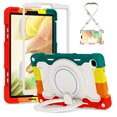 thumbnail image 1 of FJLBDE Case for Samsung Galaxy Tab A7 Lite 8.7 Inch 2021 SM-T220/T225/T227 with 360 Kickstand, Shoulder Strap Carrying Protective Cover, Multicolor Red, 1 of 6
