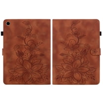 FJLBDE Case for Samsung Galaxy Tab A9 /A9 Plus 11 inch 2023 , Embossed Flower PU Leather Flip Wallet Folio Stand Coverr, Brown