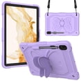 thumbnail image 1 of Case for Samsung Galaxy Tab S10 FE/ S9 FE 10.9 inch/S9 11 inch with Butterfly Stand, Shockproof Protective Tablet Cover with Pencil Holder Shoulder Strap for Kids Girls, Purple, 1 of 7