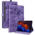 thumbnail image 1 of Case for Samsung Galaxy Tab S10 Plus/Tab S9 Plus 12.4-inch with Stand, Card Slot, Auto Wake/Sleep, Embossed Cat PU Leather Cover, Purple, 1 of 7